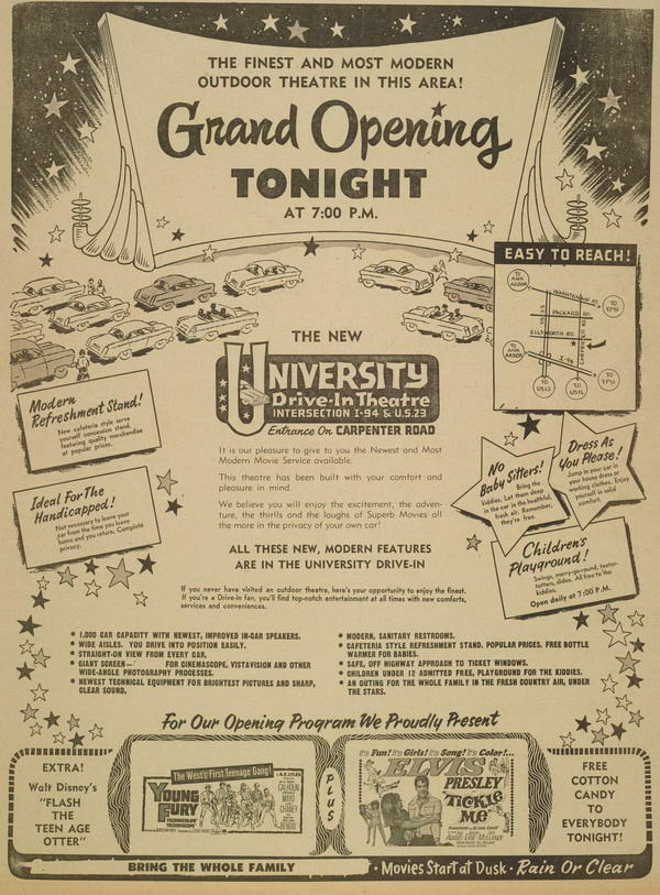 University Drive-In Theatre - JULY 9 1965 AD